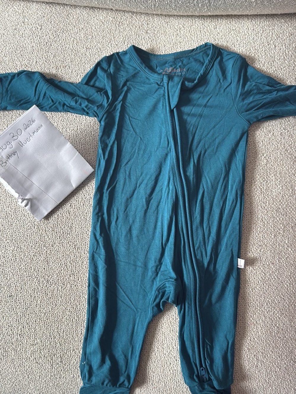 Bamboo Teal Zip-Front Footie One-Piece